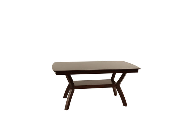 English Elm Formal 66" Square Dining Table with Open Shelf, Espresso Solid Wood Veneer, Contemporary Design B011P207142