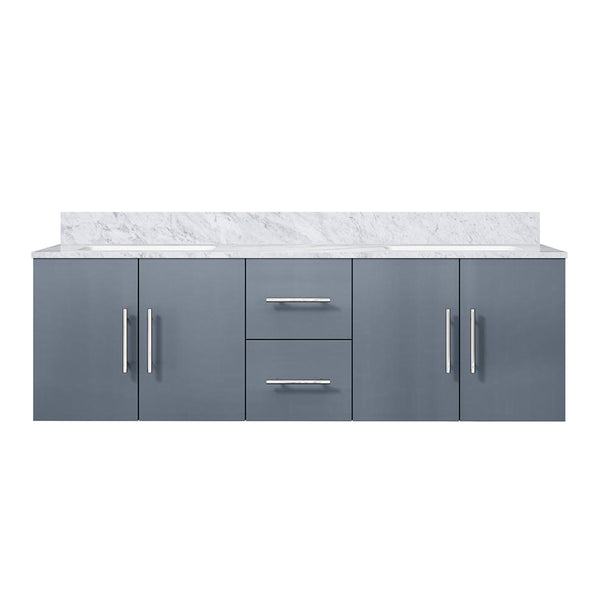 English Elm Dark Grey Double Bath Vanity 60 in. W x 22 in. D with Carrara Marble Top, Solid Wood, Soft-Close Drawers, Ample Storage, Scratch-Resistant Countertop, Pre-Drilled Faucet Holes for Easy Installation B2731P258496