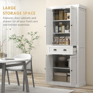 English Elm Homcom 72" Farmhouse Kitchen Pantry Cabinet With Adjustable Shelves, Soft-Close Doors & Drawer Storage P1 W2225P217111-GIGA