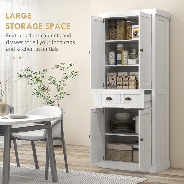 English Elm Homcom 72" Farmhouse Kitchen Pantry Cabinet With Adjustable Shelves, Soft-Close Doors & Drawer Storage P1 W2225P217111-GIGA