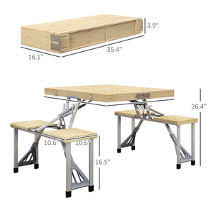 English Elm Outsunny Folding Picnic Table & Chairs Set – Portable Outdoor Dining With Umbrella Hole & Durable Frame W2225P200620-GIGA