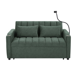 English Elm 55.9" Convertible Sleeper Loveseat with Usb Ports Cup Holders and Swivel Phone Mount N719P400685F