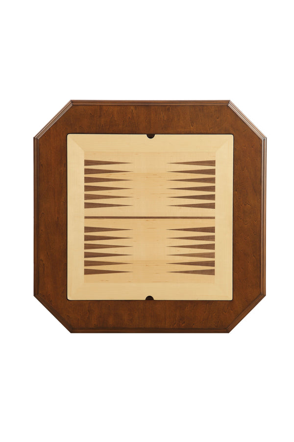 English Elm Bishop Cherry Finish Reversible Game Table w/Drawers – 3‑in‑1 Chess, Checkers & Backgammon Square B2726P251281