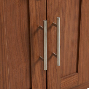 English Elm 30.25"L, 2 in 1 Night Stand & Dog Crate Walnut — Mid-Century Ottoman Bench w/ Storage, 300 lb Capacity, Removable Cushion N843P293628W