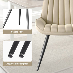 English Elm Modern Dining Chairs Set Of 2 - Plush Upholstered Kitchen Side Chairs With Metal Legs, Beige Elegance T3950P394354