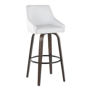 English Elm 30" Swivel Barstools Walnut Bentwood Gold Accents Faux Leather Kitchen Island Set B202S01919