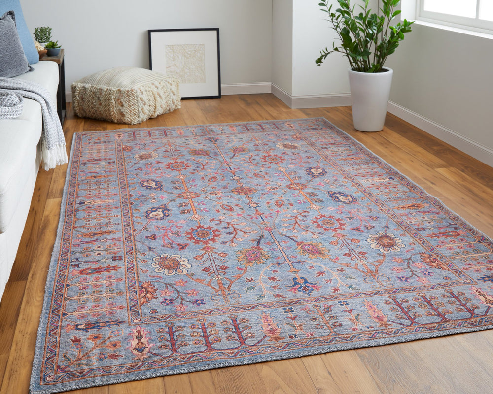 Feizy Rugs Rawlins Vintage-inspired Floral Polyester Rug - Antique Charm Meets Modern Durability For Your Home Gray,Blue,Red Polyester Rln39heflblmlth20