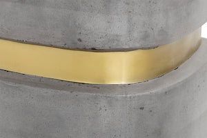 Sunpan Arturo Triangular Concrete End Table with Matte Gold Stripe - Bold, Stylish & Versatile Accent Piece