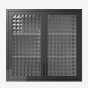 English Elm Retro Wall-Mounted Cabinet With Hazy Glass Doors & Adjustable Shelves For Stylish Home Storage Solutions W2378P176276-GIGA