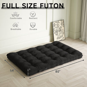 English Elm 6 Inch Corduroy Foldable Floor Mattress Full Size Futon Pad for Guest Sleeping Black T3210P477349