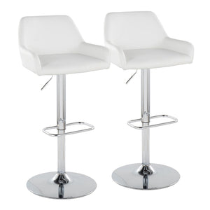English Elm Contemporary Swivel Barstools with Chrome Base and Faux Leather Seats Set of 2 B202S00820