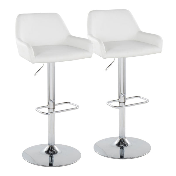 English Elm Contemporary Swivel Barstools with Chrome Base and Faux Leather Seats Set of 2 B202S00820