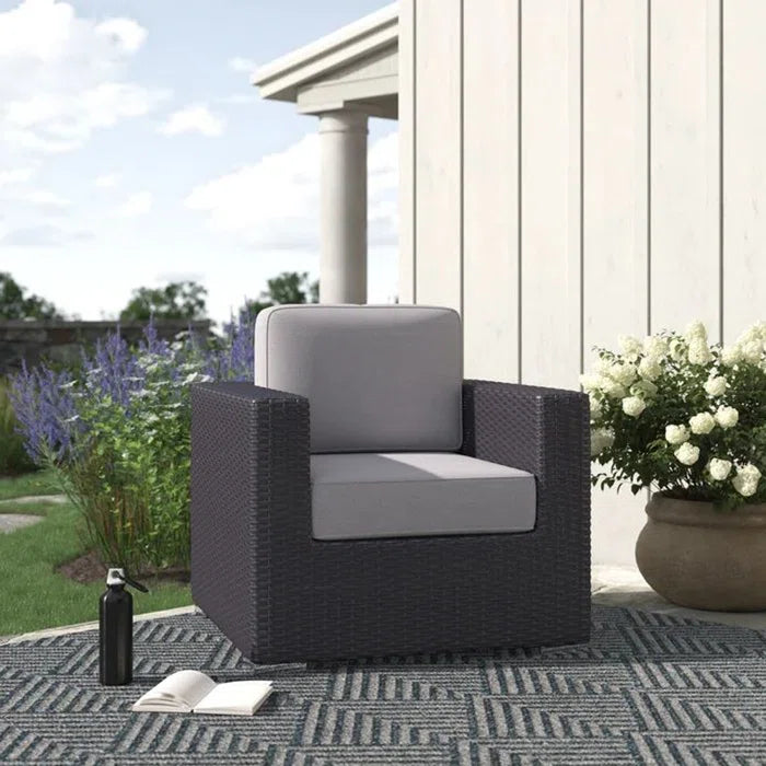 English Elm Fully Assembled Grey Mix Patio Chair with Cushions — Wicker, Aluminum Frame, Weather & UV Resistant Comfort B120P206055