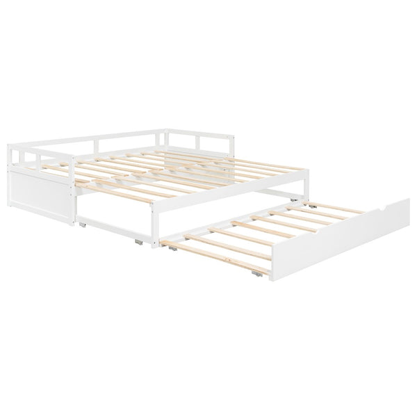 English Elm Extending Twin Daybed with Pull Out Trundle Solid Pine Wood Frame Guest Room N708P336535K