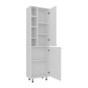 English Elm Burton Kitchen Pantry Cabinet with 2 Doors, Adjustable & Side Shelves, White Compact Storage Organizer B200P362038