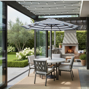 English Elm 9 Ft Striped Outdoor Patio Umbrella with Crank Tilt Aluminum Pole Uv Protection B082P454949