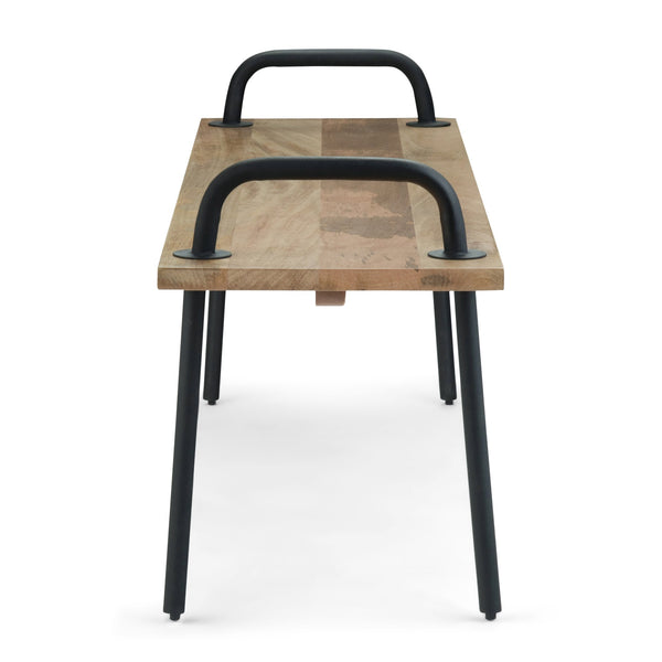 English Elm Berkeley - Industrial-Modern Entryway Bench In Natural Mango Wood With Sturdy Metal Legs & Unique Grain B136P158492