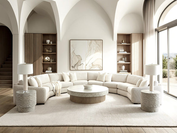 Bernhardt Bernhardt Crescent Soleil 4-Piece Fabric Sectional — 196" W Sculptural Midcentury Pit Sofa, Custom Upholstery - Made to Order K2207