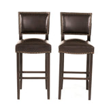 Christopher Knight Home® - Noble House - Mayfield Contemporary Bonded Leather Barstool, Brown and Wenge - Set of 2