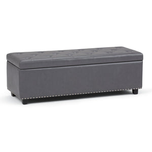 English Elm Hamilton - Versatile Stone Grey Storage Ottoman With Tufted Detailing For Stylish Home Organization B136P158173