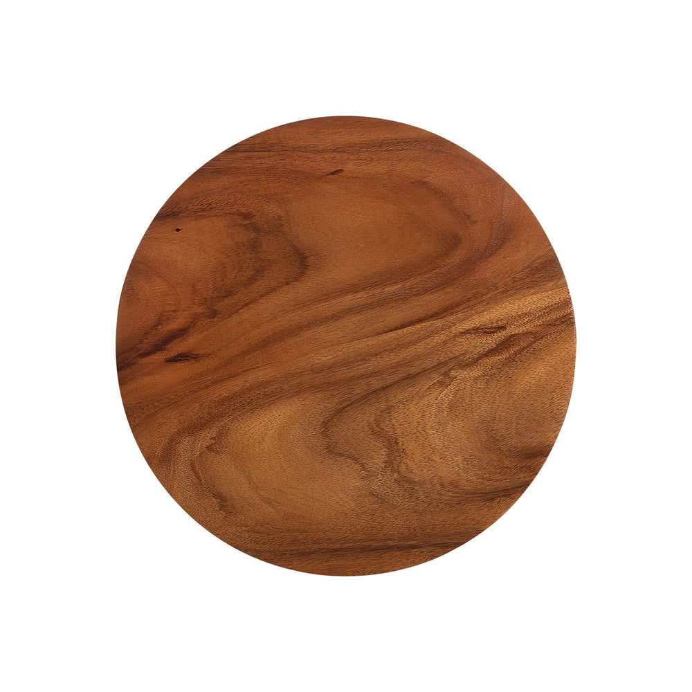 Bernhardt Bernhardt Brasea Suar Wood Round Side Table with Steel Pedestal for Modern Interiors 394124