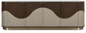 Hooker Furniture Commerce Roll with It Oak Veneer Raffia Credenza Scalloped Wave Four Door Storage 7228-85156-89