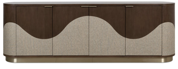 Hooker Furniture Commerce Roll with It Oak Veneer Raffia Credenza Scalloped Wave Four Door Storage 7228-85156-89