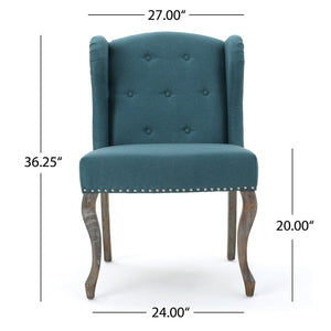 English Elm Kd Wingback Accent Chair Tufted Back Nailhead Trim Cabriole Legs Traditional Style 60001.00DTE