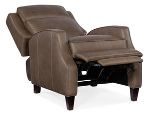 Hooker Furniture Tricia Aspen Lenado Top-Grain Leather Push-Back Recliner, Transitional Scoop Arms, Dark Wood Legs RC110-PB-094