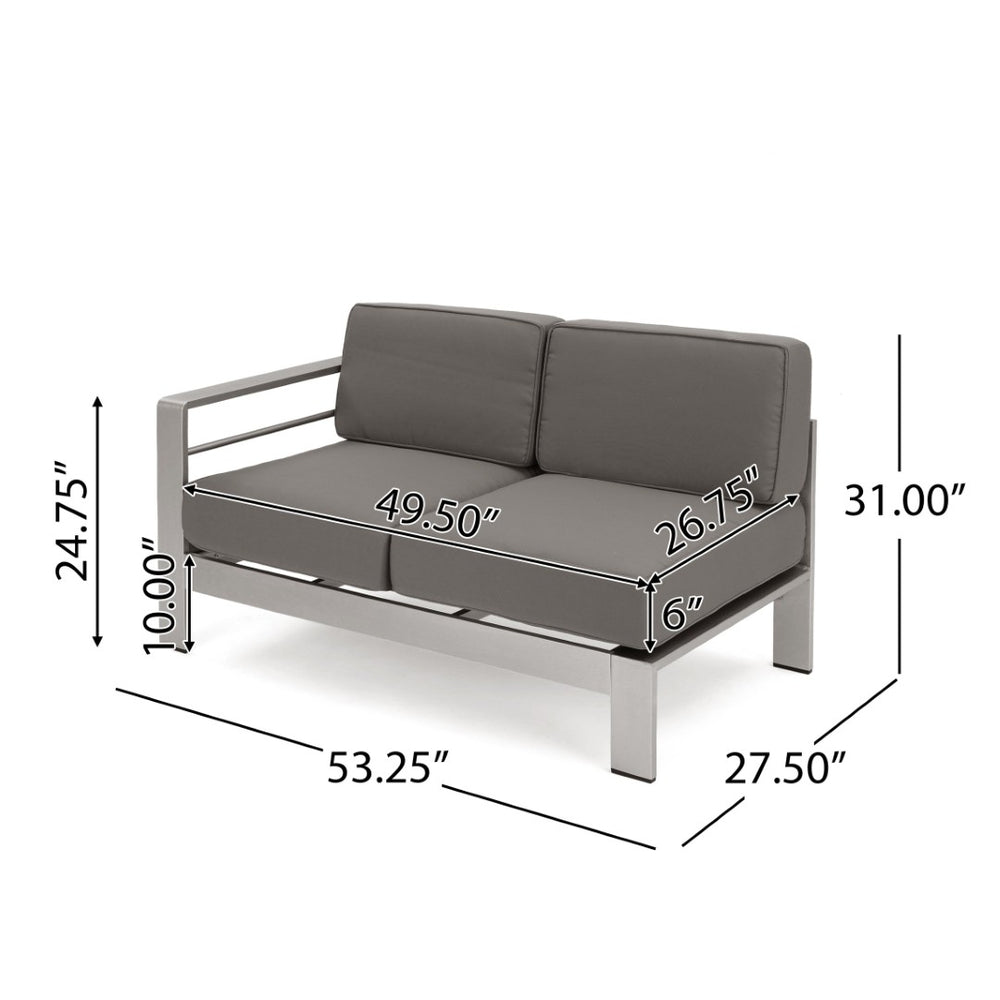 English Elm Cape Coral Modular Outdoor Sectional Aluminum Frame Khaki Cushions Glass Table 57591.00