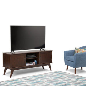English Elm Draper Mid Century Low Tv Media Stand - Solid Rubberwood, Vintage Charm, Ample Storage & Style B136P158152