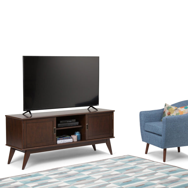 English Elm Draper Mid Century Low Tv Media Stand - Solid Rubberwood, Vintage Charm, Ample Storage & Style B136P158152