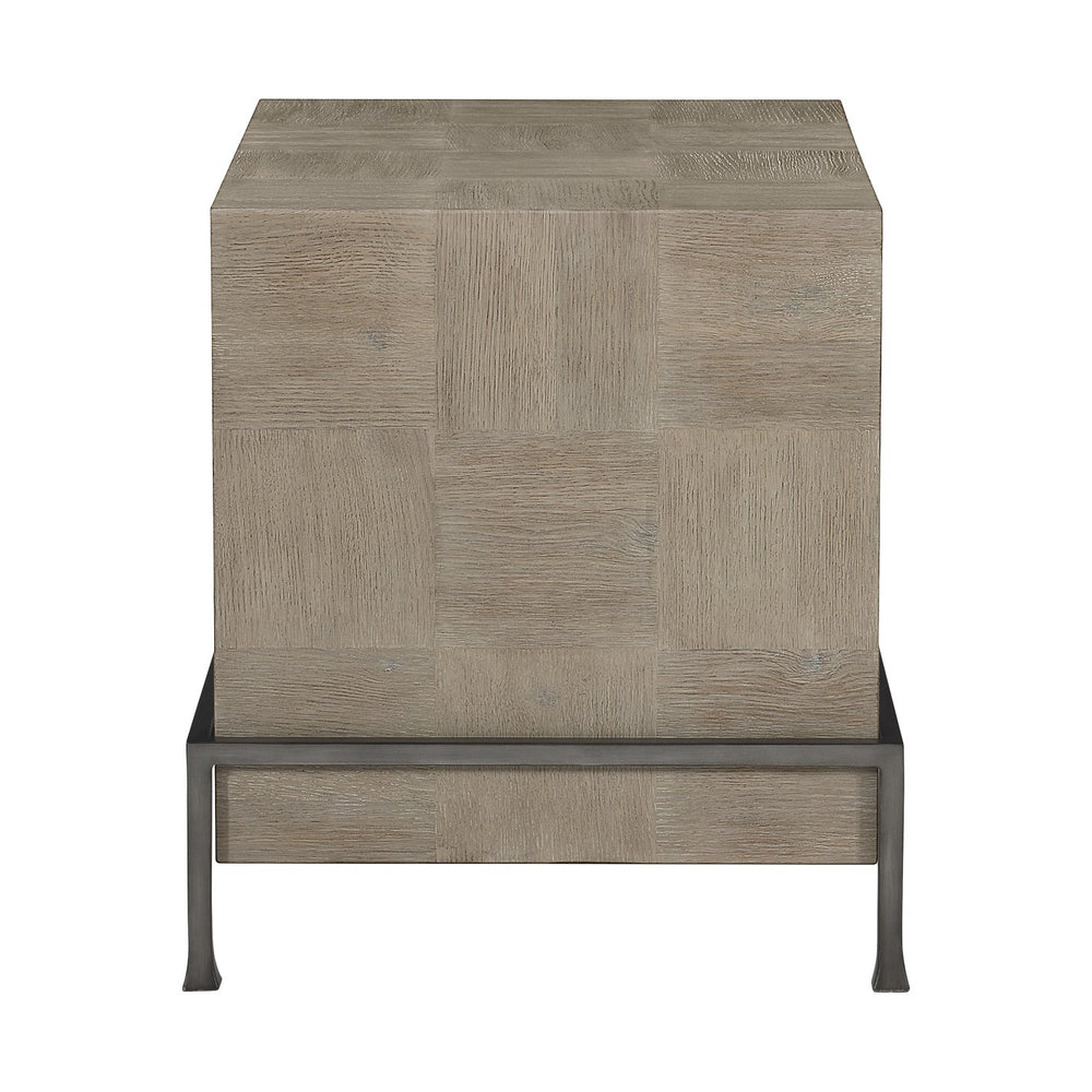 Bernhardt Bernhardt Fairgrove Side Table With Butcher-Block Top, Thick Slab Wood & Metal Base, Rustic Modern Accent 416121