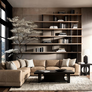 Bernhardt Bernhardt Lars Leather Sectional With Plush Deep Cushions, Wide Track Arms And Textured Wood Block Feet For Modern Living Space Comfort Tan K2094