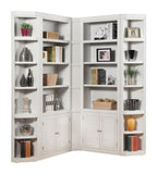 Boca 5 Piece L Shape Corner Bookcase Wall Cottage White BOC-5PC-LIB-CRN-WALL Parker House