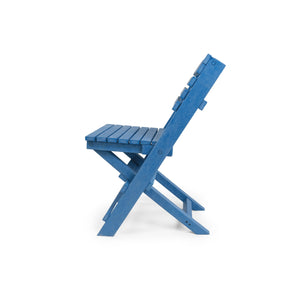 English Elm Coastal Bay Recycled Hdpe Folding Bistro Chair for Patio and Balcony Use Blue B2745P409666