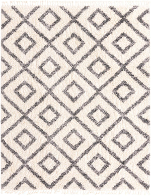 Unique Loom Hygge Shag Diamond Machine Made Geometric Rug Ivory, Gray 8' 0" x 10' 0"