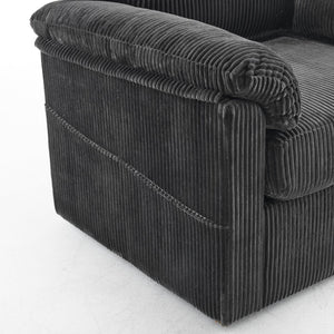 English Elm 33 Inch Oversized Swivel Corduroy Lounge Chair with Plush Chenille Cushioning and Support Springs Grey W1829P265016