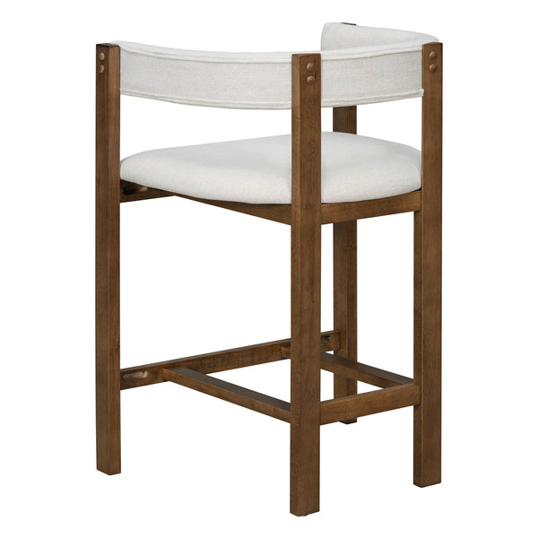 English Elm Christopher Knight Home® - COUNTER Mid-Century Modern 2-Piece Upholstered Barrel Back Stools with Rubberwood Frame and Foam Padding Beige N771P243848D