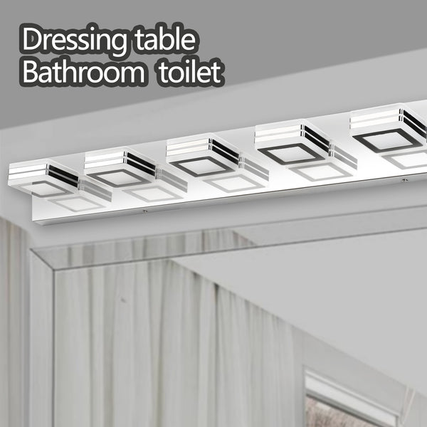 English Elm 39" Modern Chrome 6-Light Led Vanity Light Fixture With Acrylic Shades For Stylish Bathroom Illumination W2312P374881