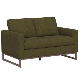 English Elm Green Olive Upholstered Loveseat with Black Metal Frame for Modern Living Rooms B361P486925