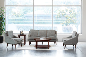 OSP Home Furnishings Mid-century Open Arm Loveseat with Solid Wood Legs and Plush Fiber Cushions Loveseat Charcoal SL4422R-MC4