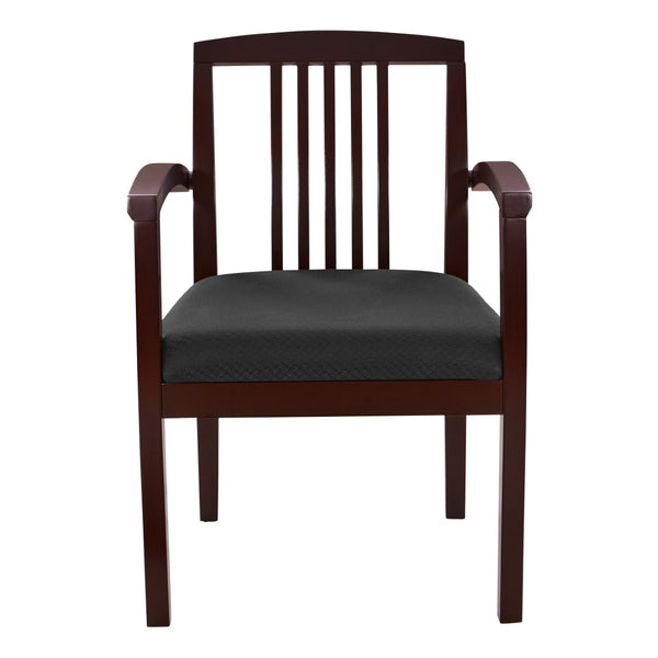 OSP Home Furnishings Wood Back Guest Chair Solid Hardwood Frame for Office Reception with Reinforced Corner Blocks Mahogany KEN77MAH-3