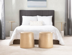 English Elm Symbol Round Gold Metal Top Side Table with Genuine Marble Base for Living Room B202P223402