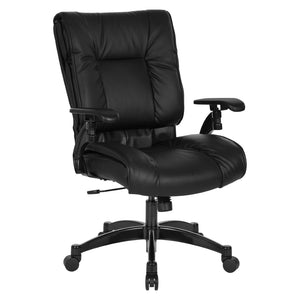 OSP Home Furnishings Leather Executive Conference Chair with Lumbar Support Pillow Top Seat and Ergonomic Arms Black 9333E-EC3