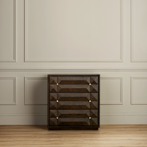 Kendall Dove Gray Chest – Contemporary Oak Design with Polished Brass Accents & Soft-Close Drawers