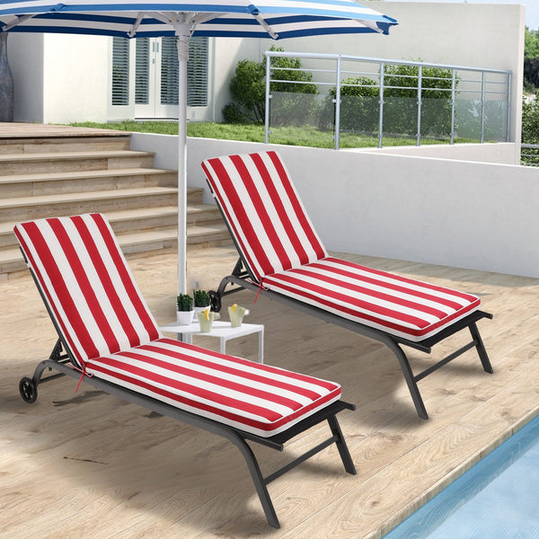 English Elm 2pcs Outdoor Chaise Lounge Cushions Uv Resistant Stripe Polyester Patio Set W2911P203974