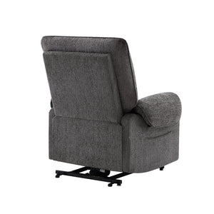 English Elm Jennifer Taylor Home - Glenn Power Lift Assist Recliner - Steel Gray Chenille, Lumbar Pillow, Side Pocket, Quiet Motor B2719P328584