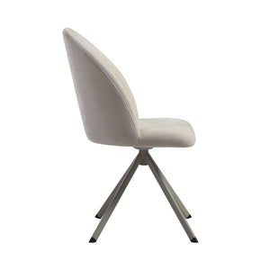 English Elm Hallie Swivel Upholstered Dining Chair Set Cream Fabric Ergonomic Curved Back for Two B2736P464807