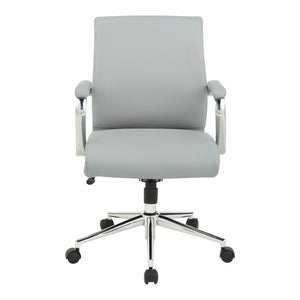 OSP Home Furnishings Mid Back Ergonomic Office Chair with Antimicrobial Fabric Chrome Arms and Lumbar Support Steel 920351C-R112